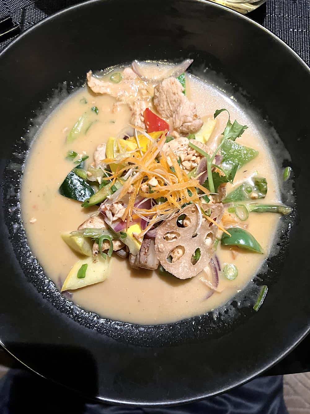 Coconut curry at Tamarind restaurant on Holland America.