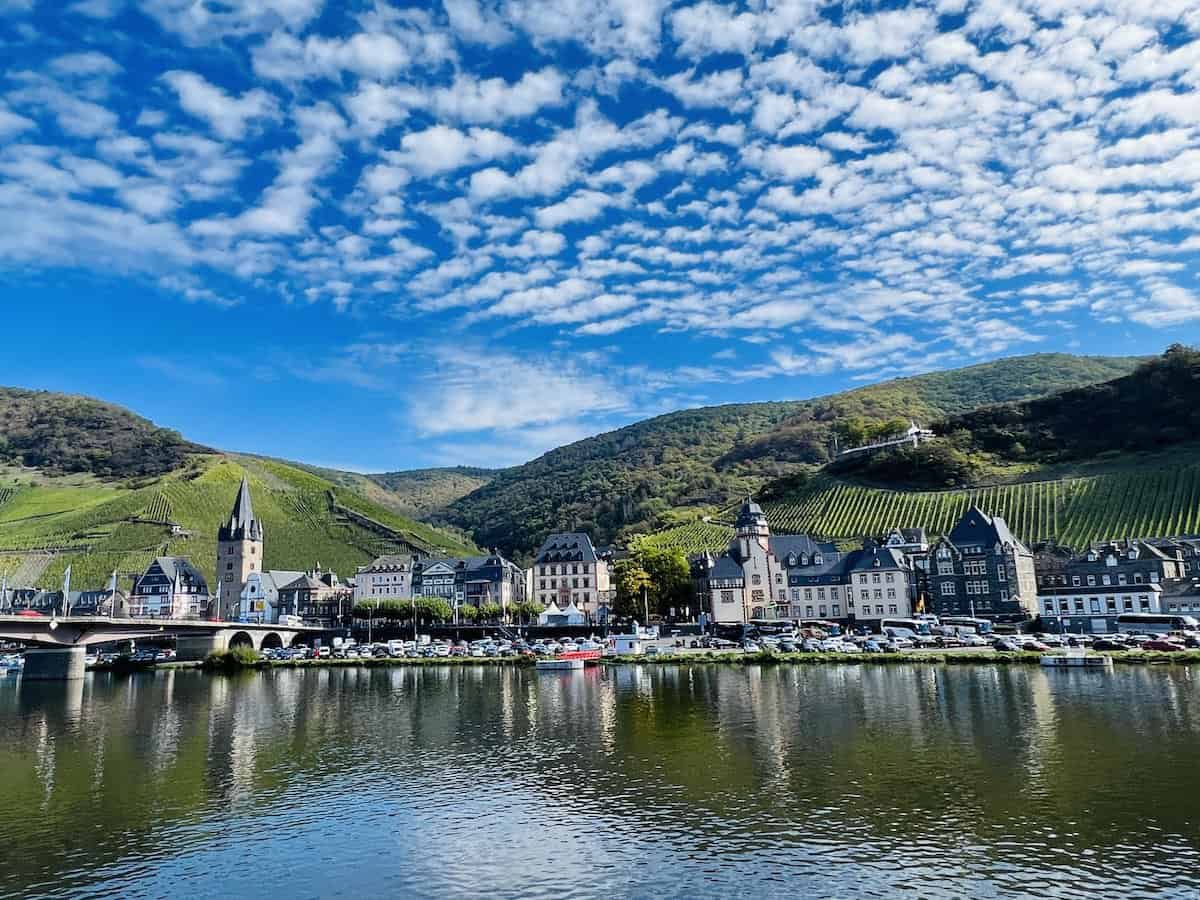 View of the Mosellle River and Bernkastel-Kues Germany. 