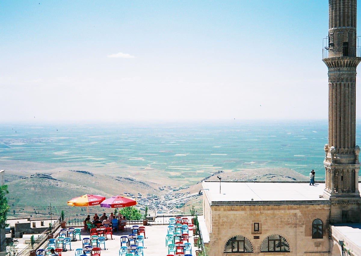 Terrace in Mardin Turkey overlooking the plains towards Syria.