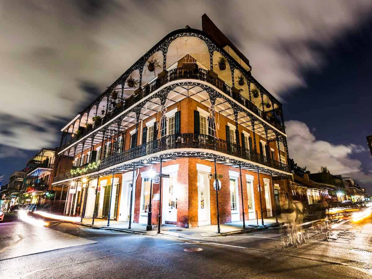 Building at night in New Orleans. 