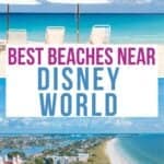 Collage of loungers on a beach in Florida near Disney World.