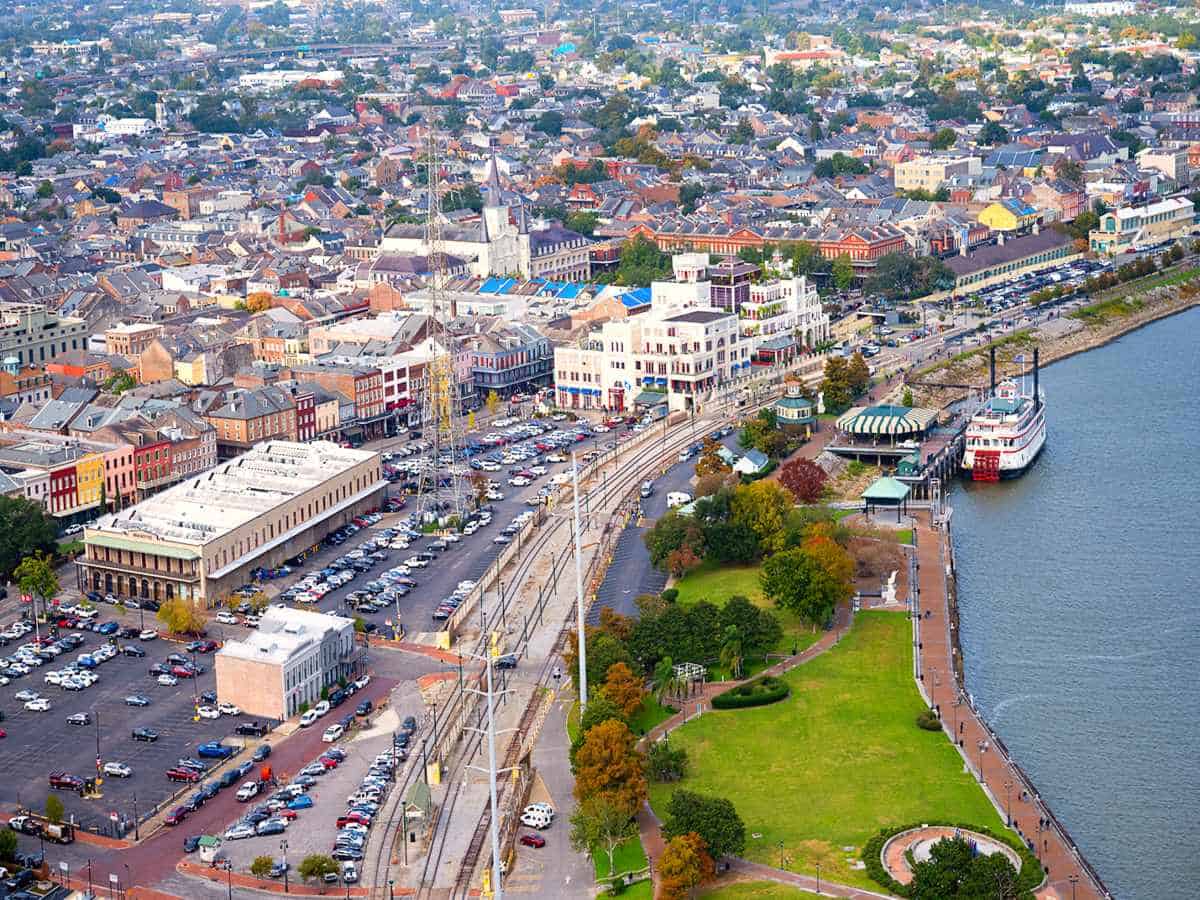 View of the city and shore in New Orleans.