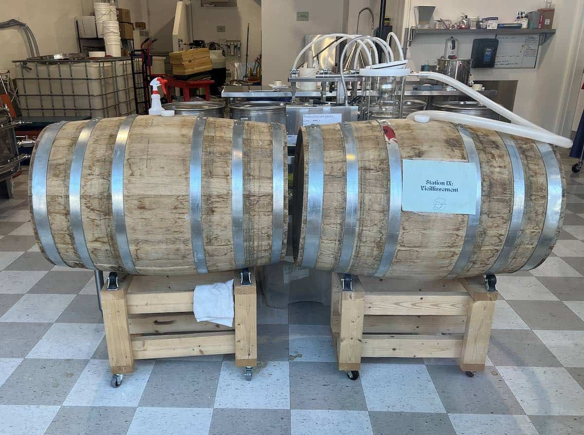 Barrels at Apikol Distiller in Quebec City. 