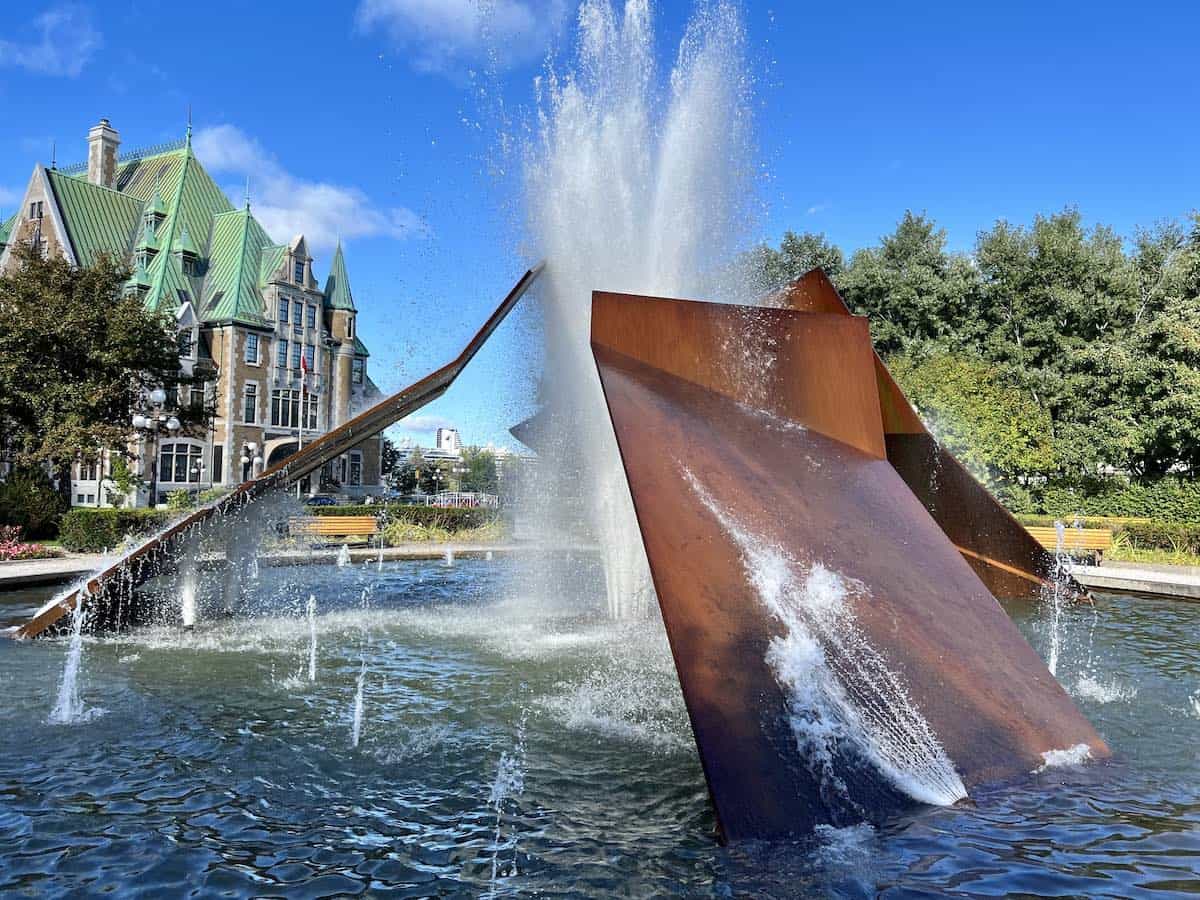 Place Jean-Pelletier fountain in Quebec City. 