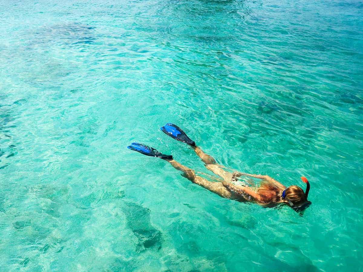 Woman snorkeling in Mexico. 