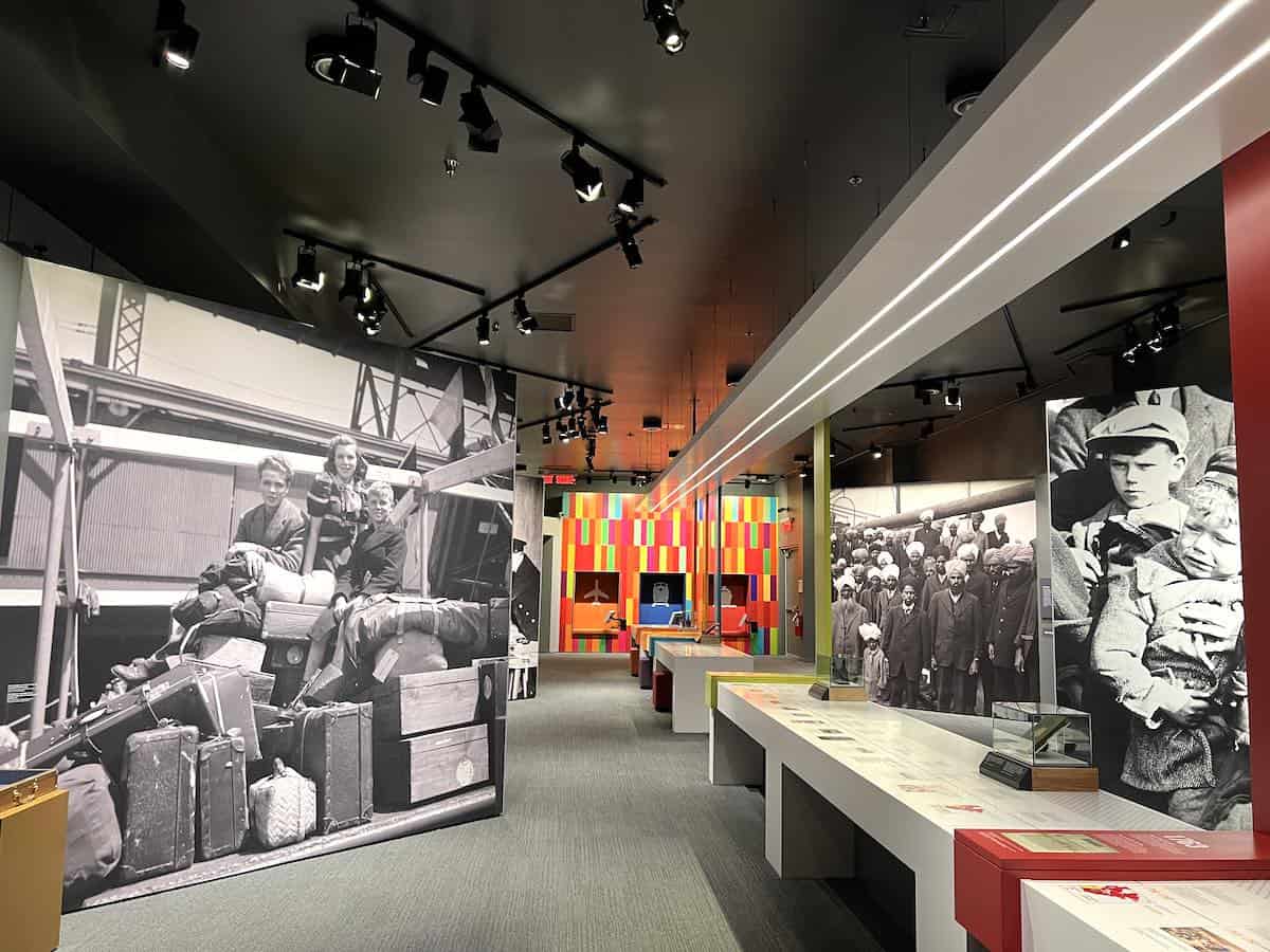 Pictures of immigrants at the Canadian Museum of Immigration Pier 21. 