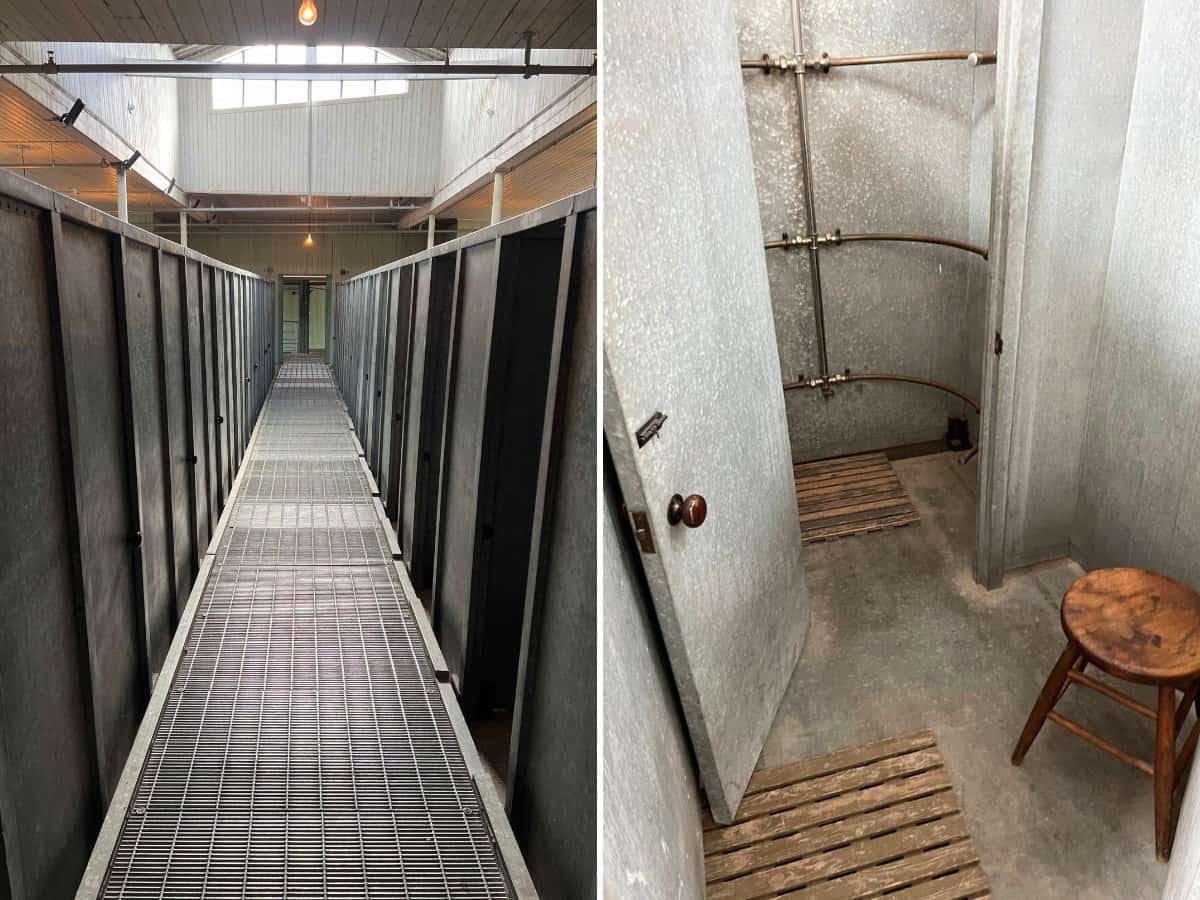 Disinfection showers at Grosse Ile Quebec. 