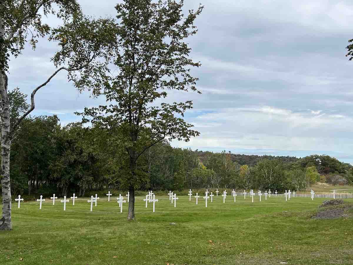 White crosses of the Irish cemetery at Grosse Île.