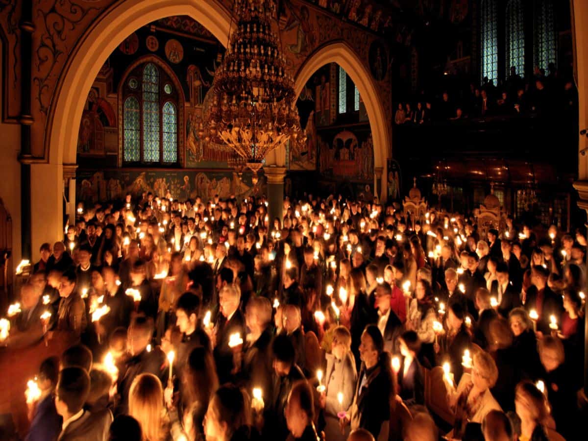 People gathered with candles. People gathered with candles.
