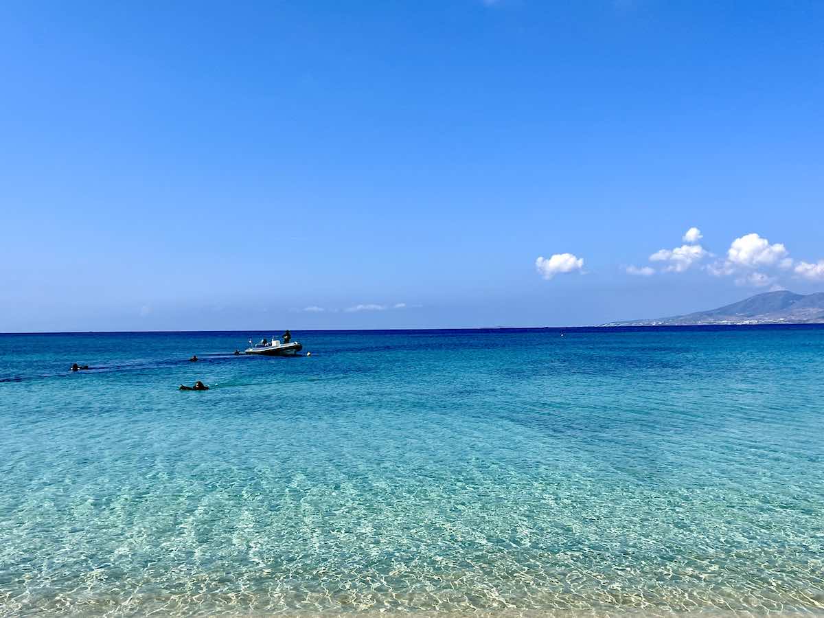 Blue Fin Divers Dive boat for scuba diving at Agios Prokopios beach. 