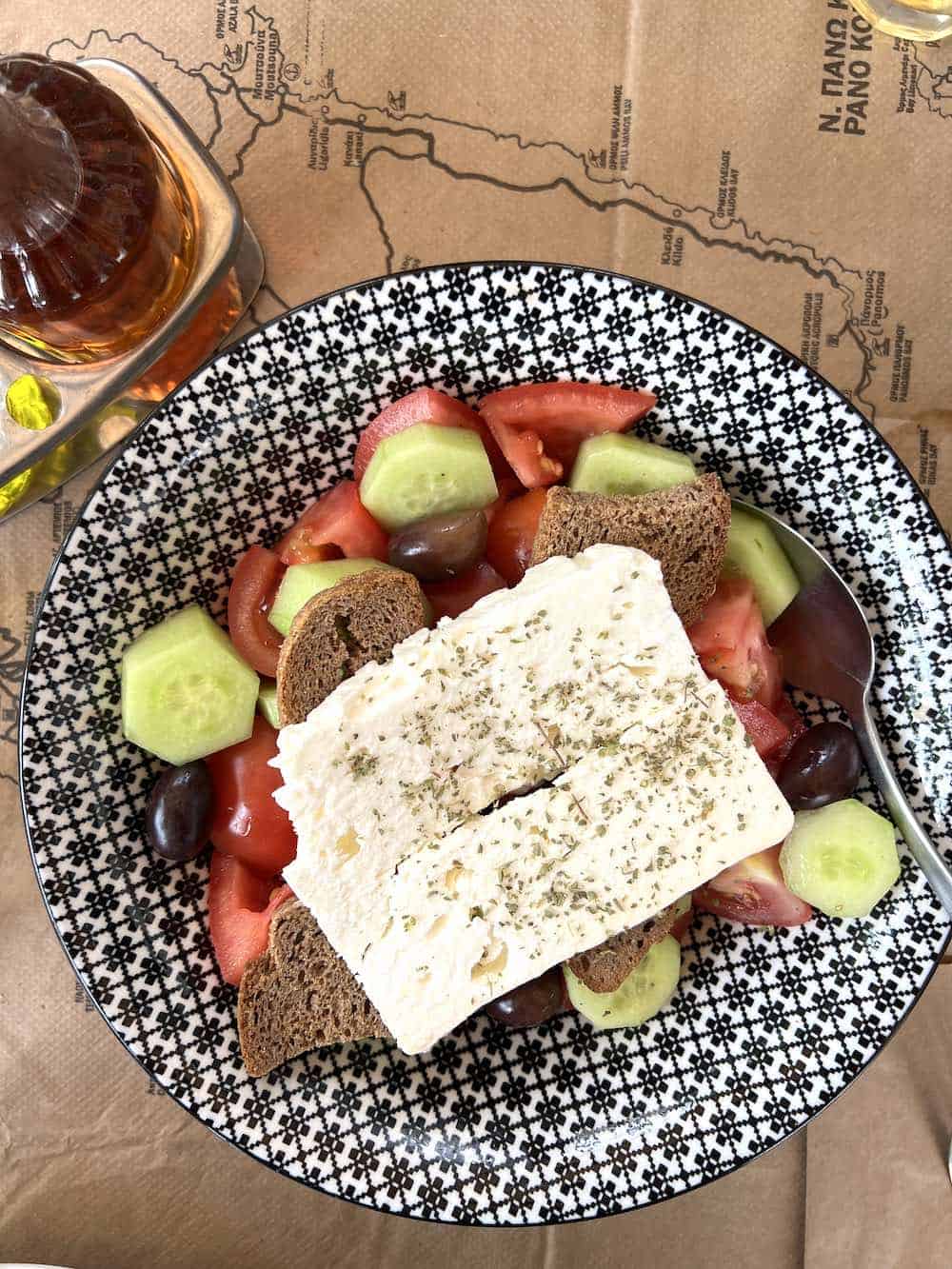 A Zas salad featuring Naxian cheese. 