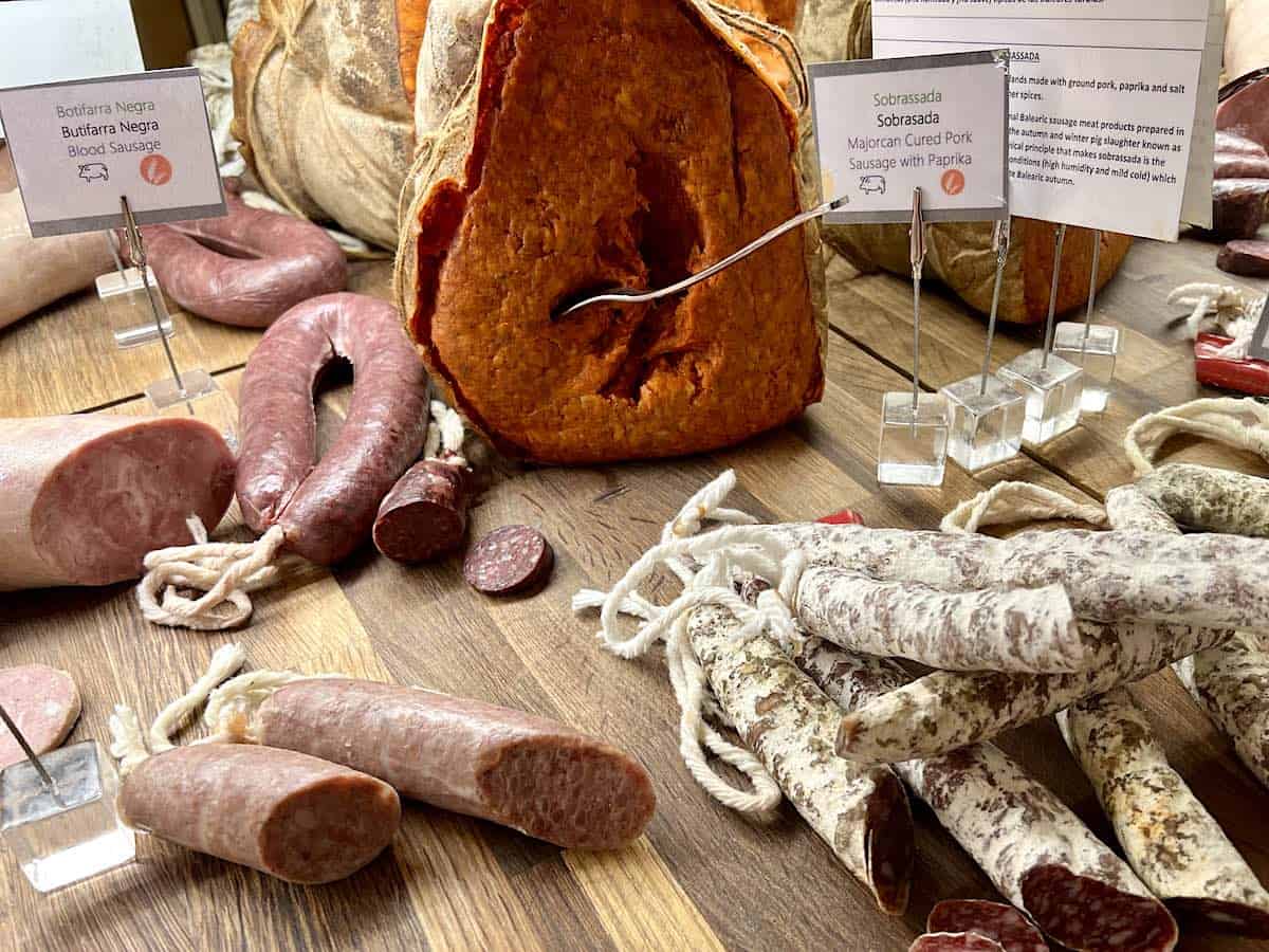 Sausages of Catalonia as part of a breakfast buffet at the historic Majestic Hotel & Spa.