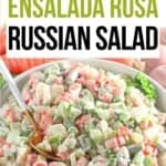 Ensalada Rusa Guatemalteca or chapina in a white bowl.