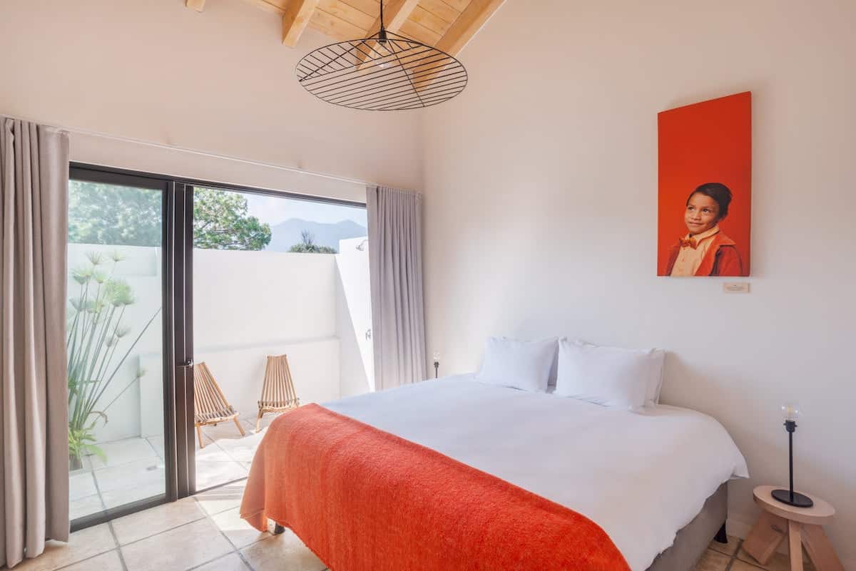 Interior guest room of a budget hotel in Antigua Guatemala.