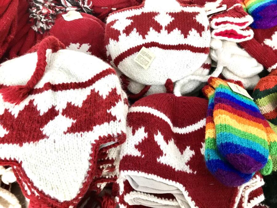 Handmade hats and winter gear for sale in ByWard Market.