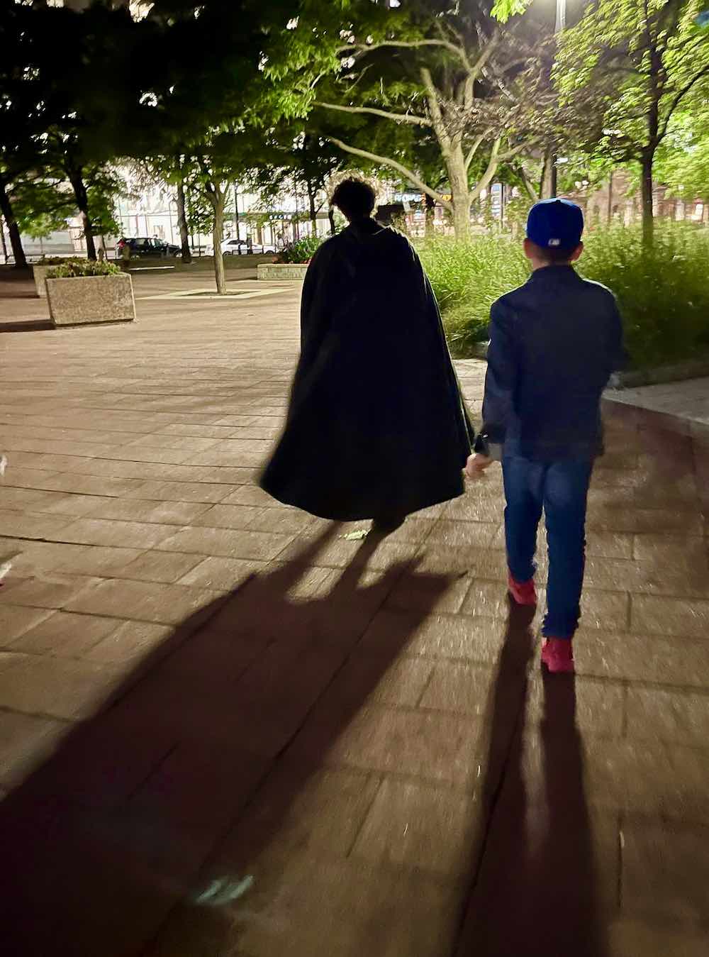 Guide and participant in haunted walk in Ottawa. 