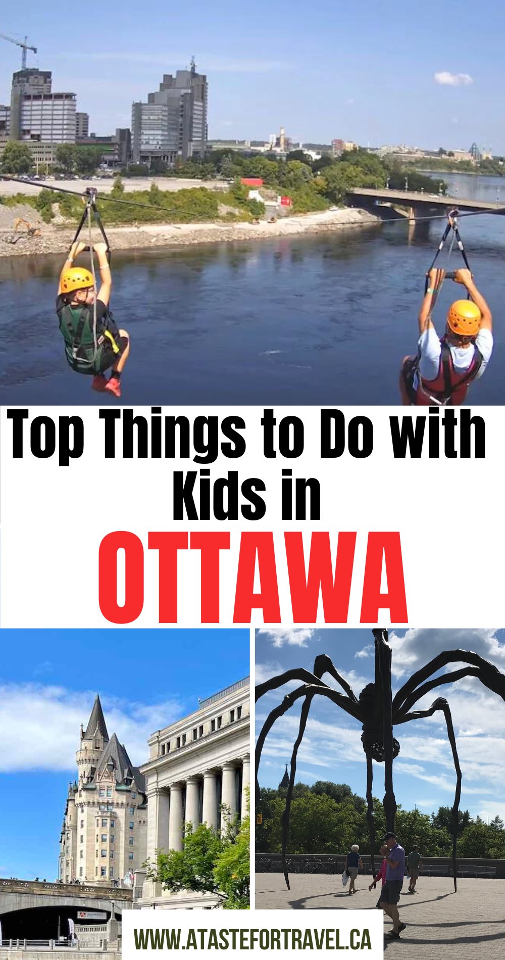 Collage of the best activities to do on a family vacation in Ottawa.