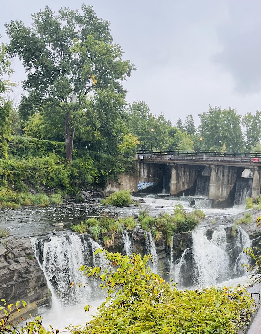 rain on waterfalls in Ottawa. 