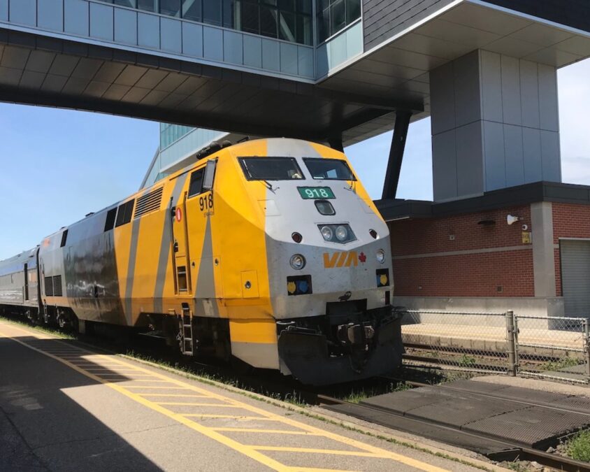 Via Rail train at Cobourg Station.