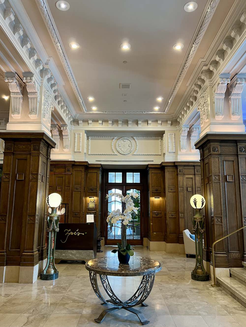 Glossy lobby at the Fairmont Château Laurier. 