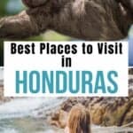 Collage of sloth and hot springs in Honduras