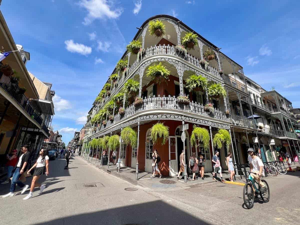 French Quarter building at the corner of St. Peter and Royal.