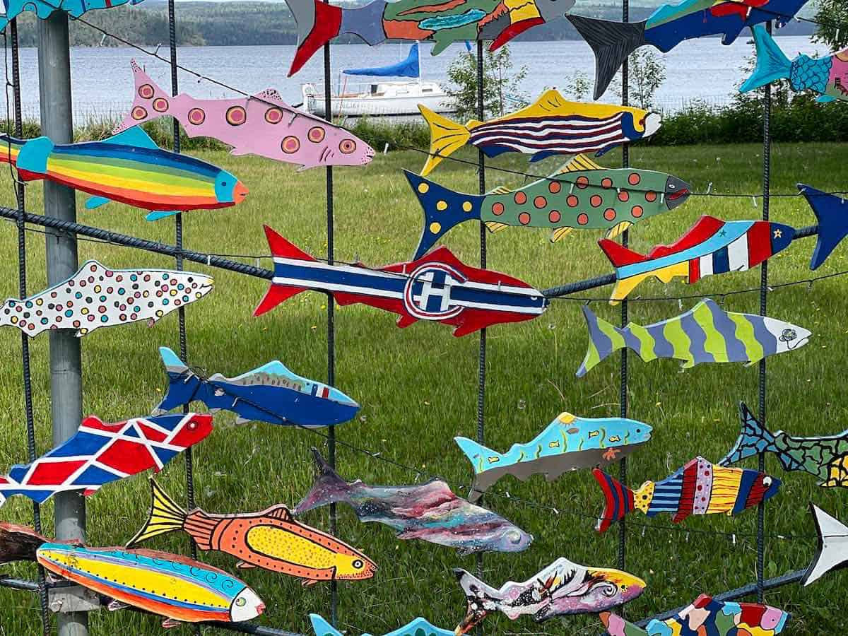 Fish art in park.