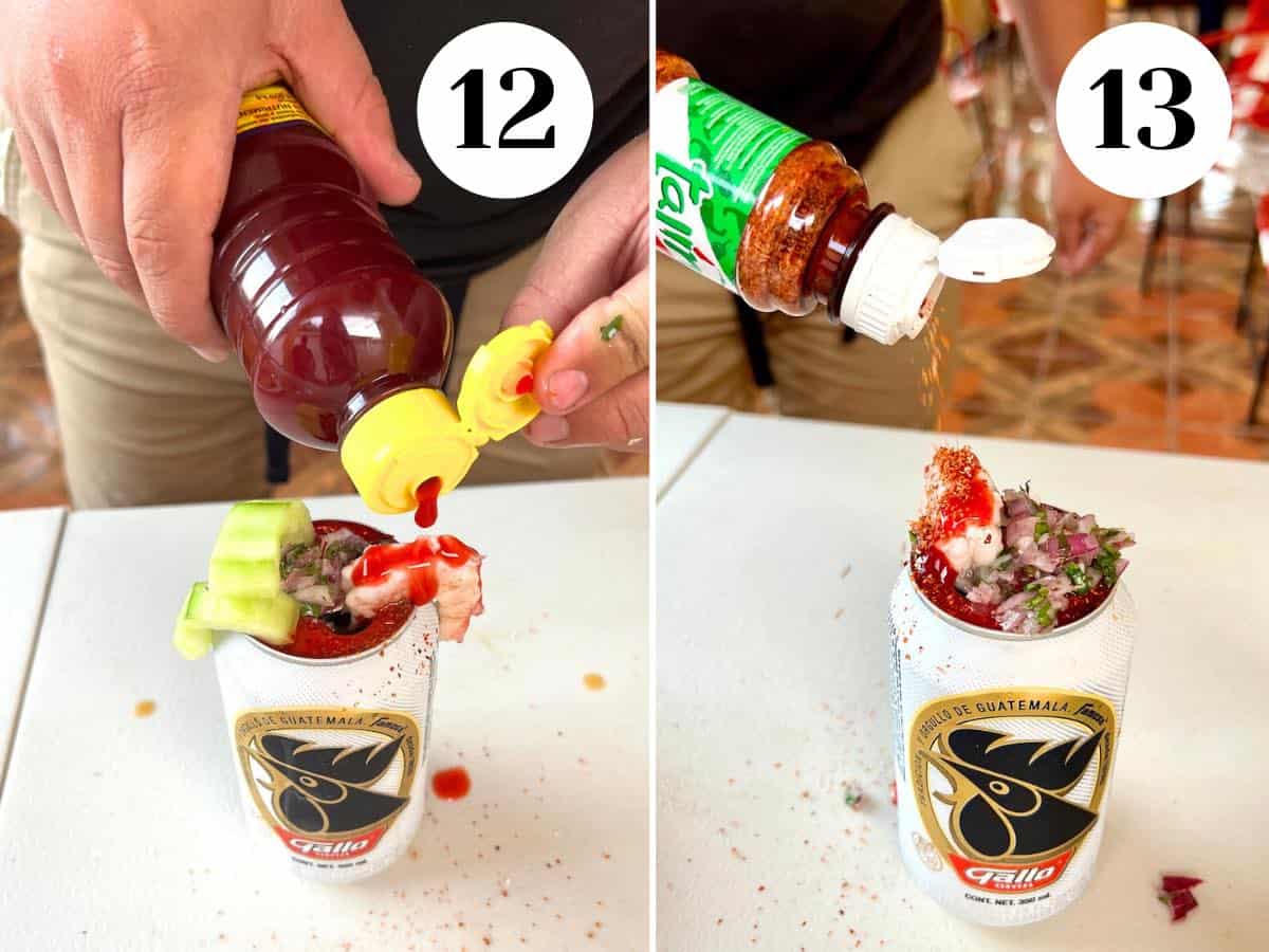 Adding chamoy and tajin to garnishes 