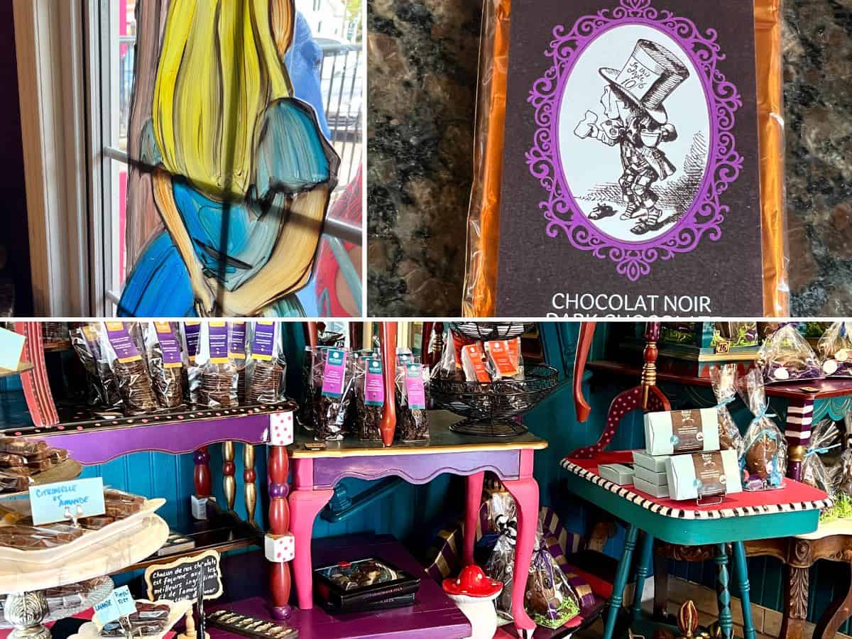 The whimsical Alice Through the Looking Glass decor at Adorable Chocolate. 