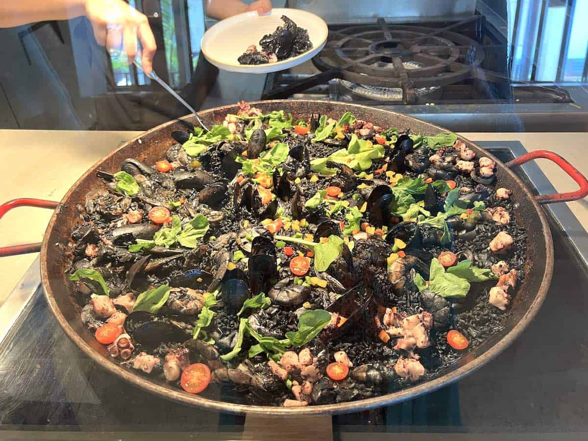 An arroz negro (paella with squid ink) at FARO. (Credit: Francisco Sanchez)