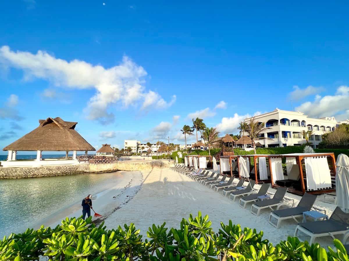 Hard Rock Riviera Maya features a series of white sand beach coves overlooking the Caribbean Sea.
