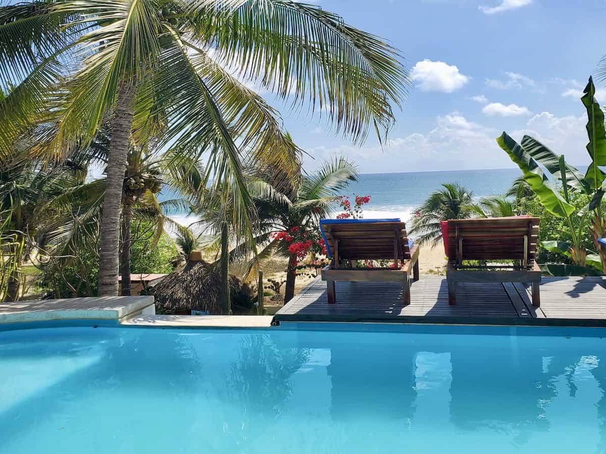 Swimming pool at Beachfront Paradise Boutique Hotel.