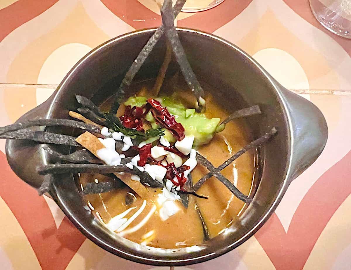 Tortilla soup with smoked corn and panela cheese. (Credit: Francisco Sanchez)