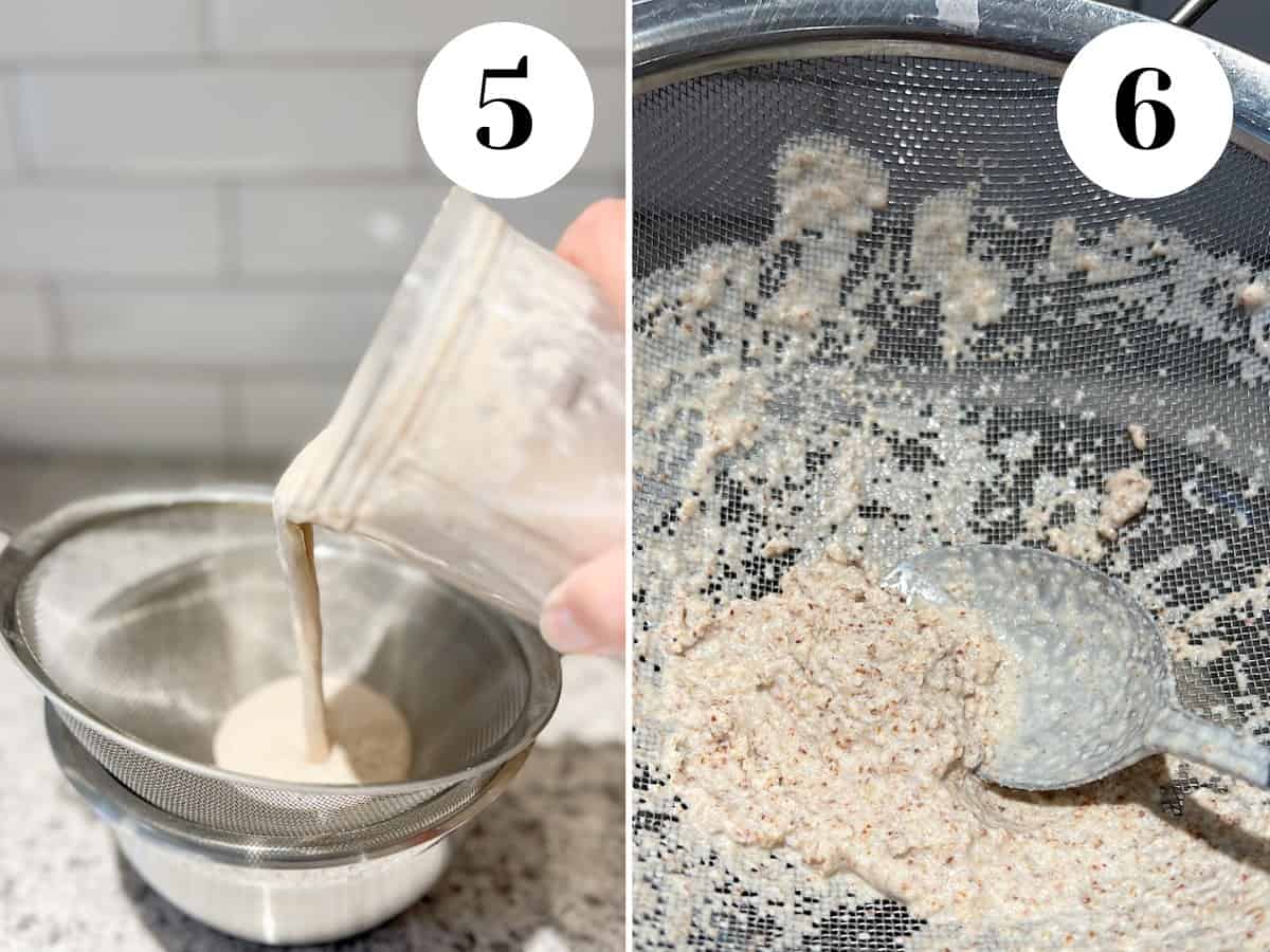 Process shot 5 and 6 for making horchata. 