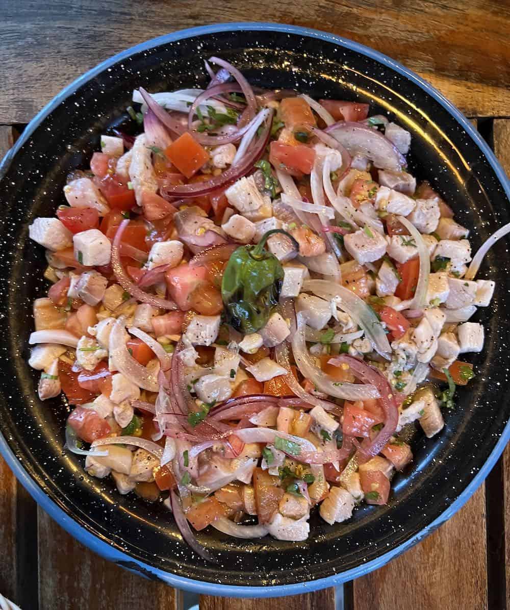 Ultra fresh seafood ceviche at Chiltepin Marisquillos Bacalar.