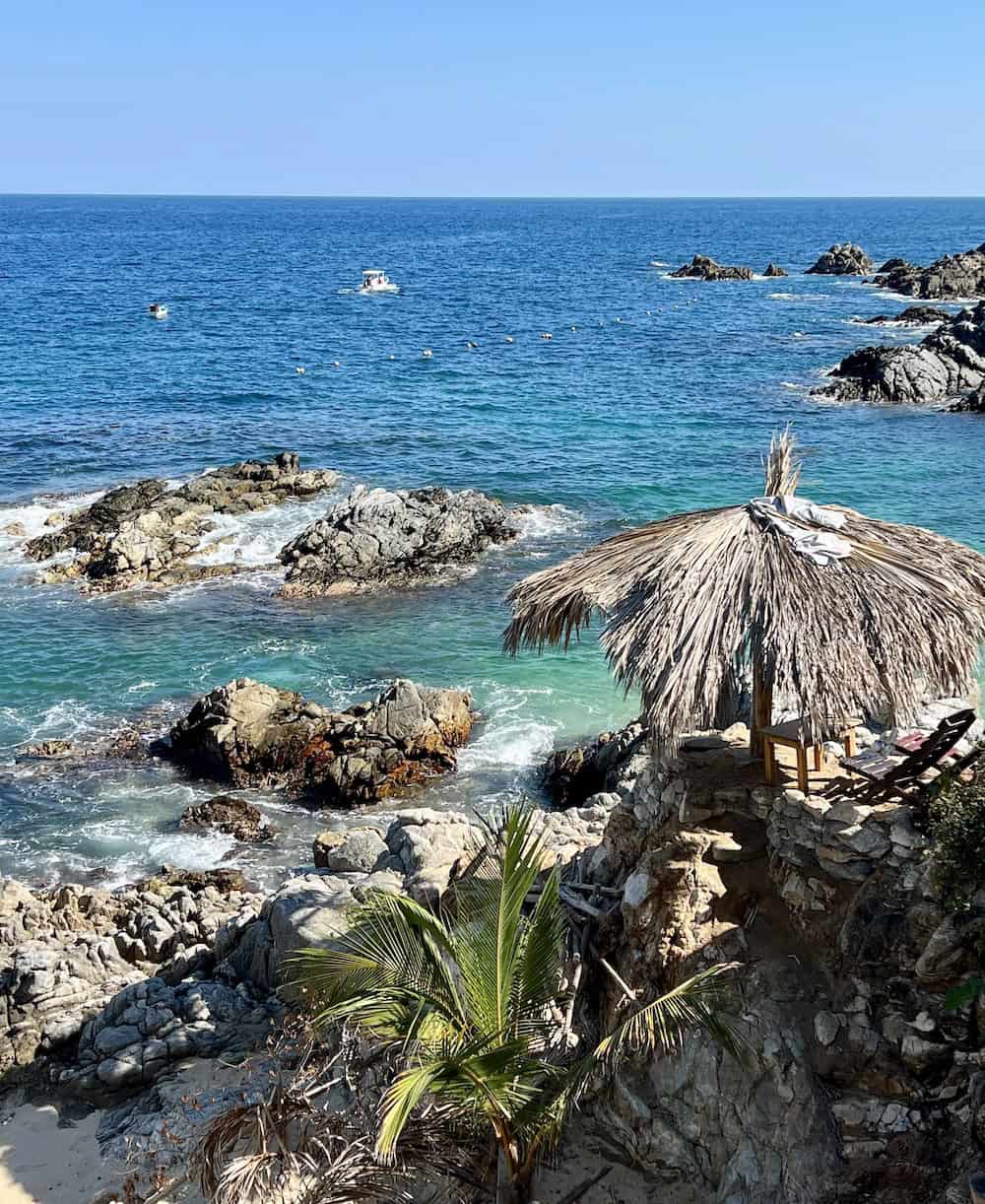 Coastline of Bahia Estacahuite, Puerto Angel, Oaxaca Mexico. 