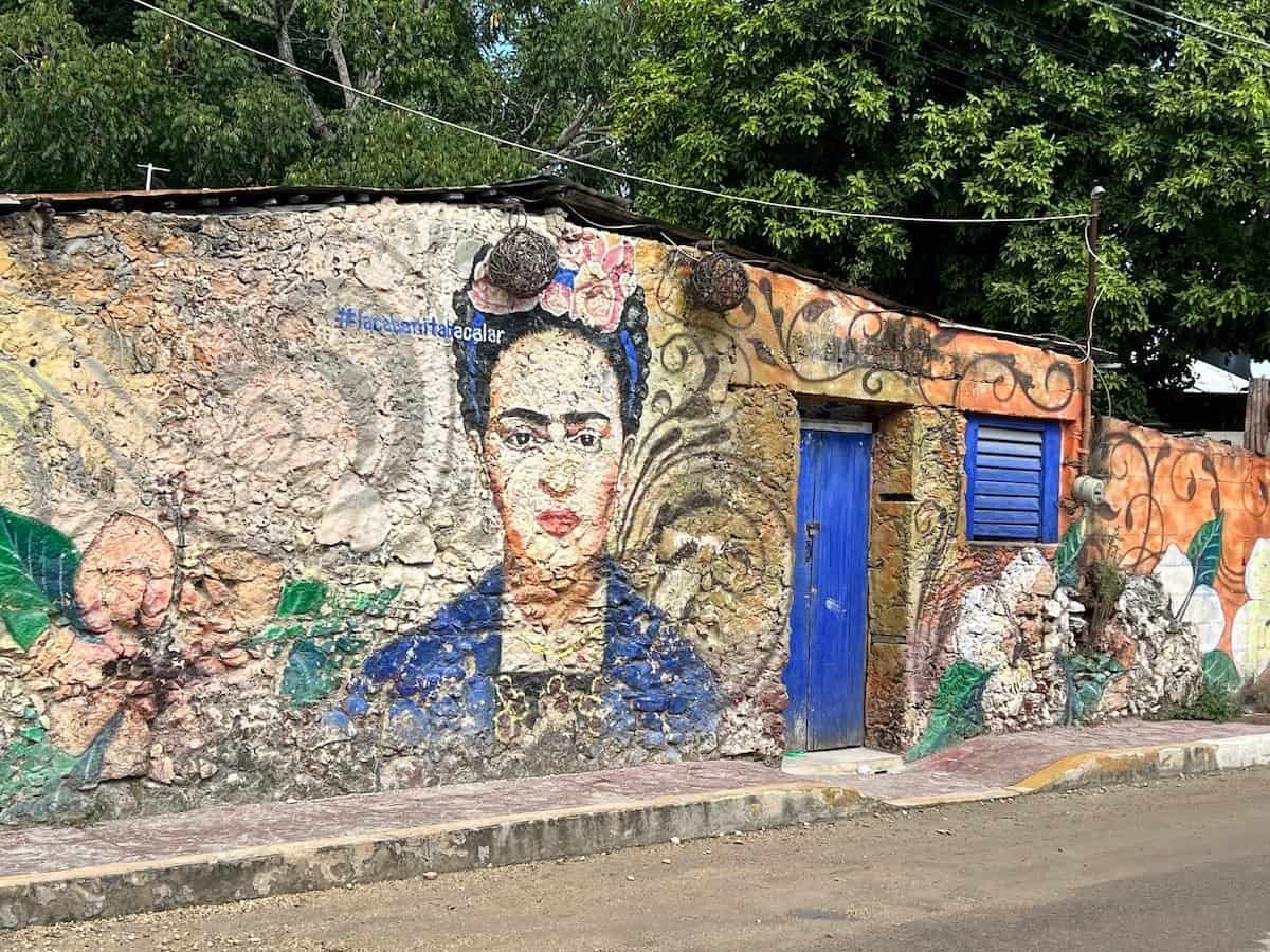 Mural of Frida Kahlo in Bacalar.