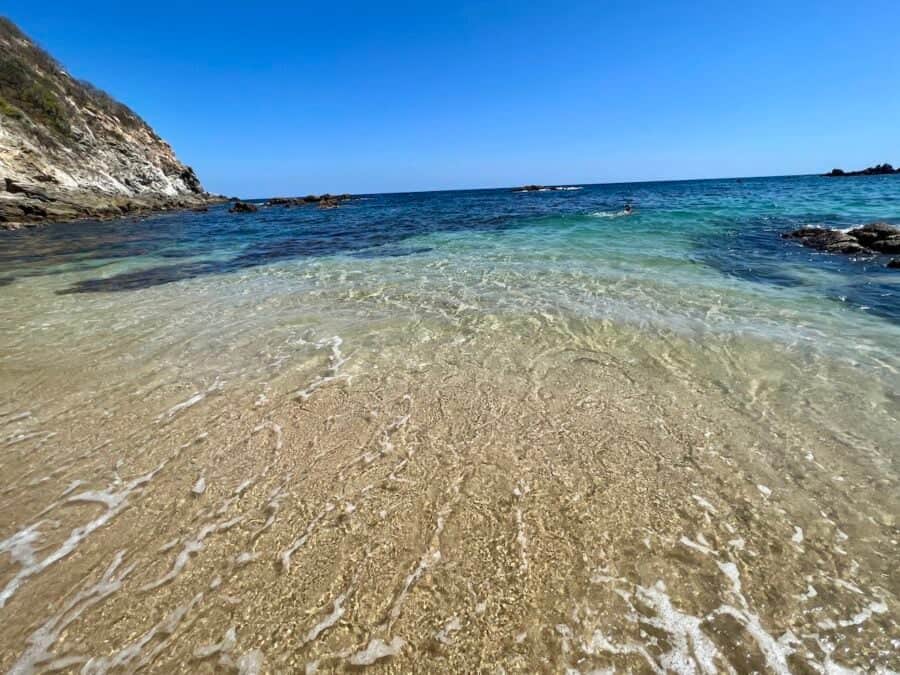 close-up look at sand on left beach at estacahuite, Oaxaca. 