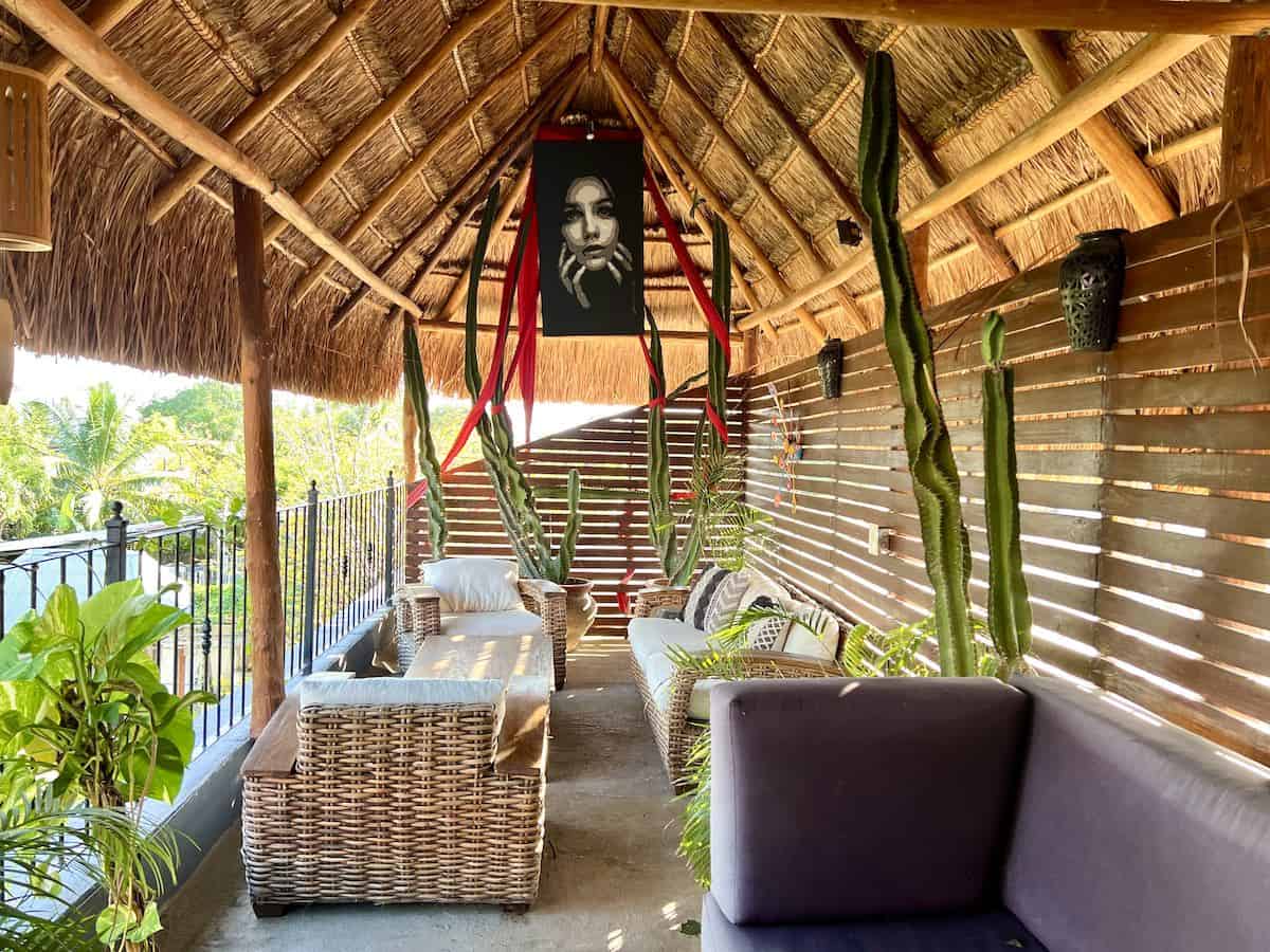 Upper terrace at Casa Chukum Bacalar.