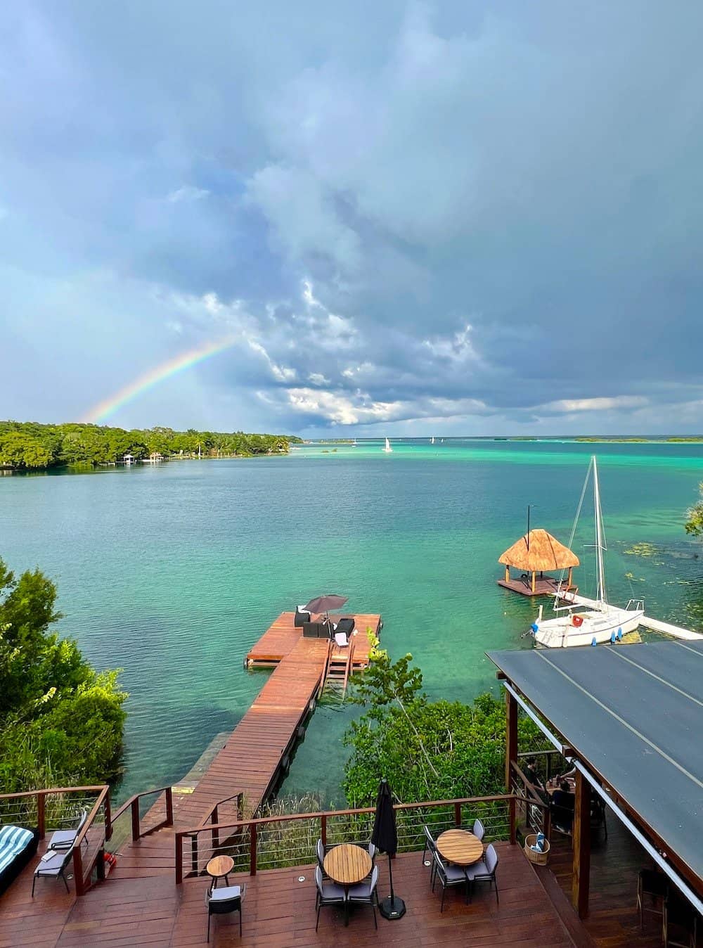 View of Bacalar's unique inland setting on the shores of Lake Bacalar from Amainah Hotel.