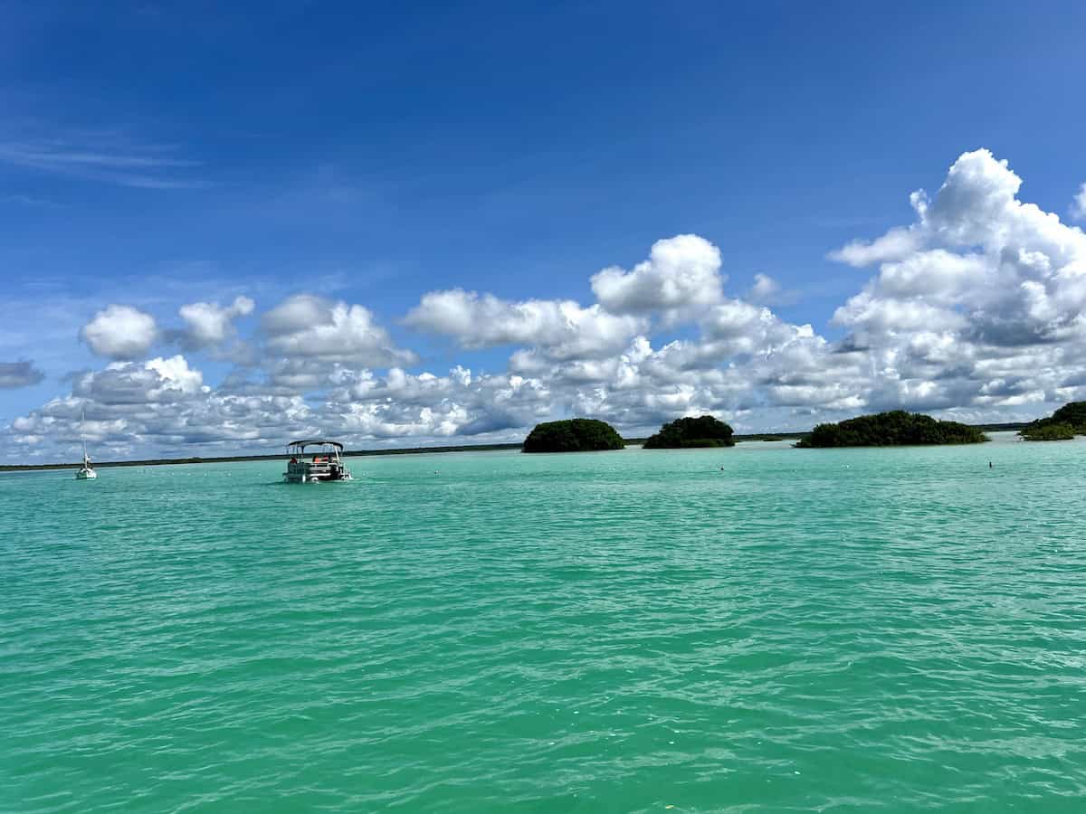 Pontoons on Lake Bacalar.