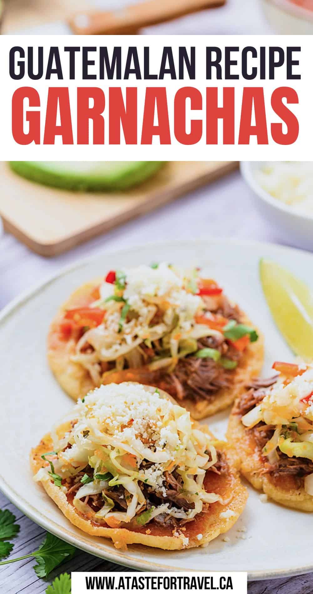 Pinterest image of a plate of garnachas. 