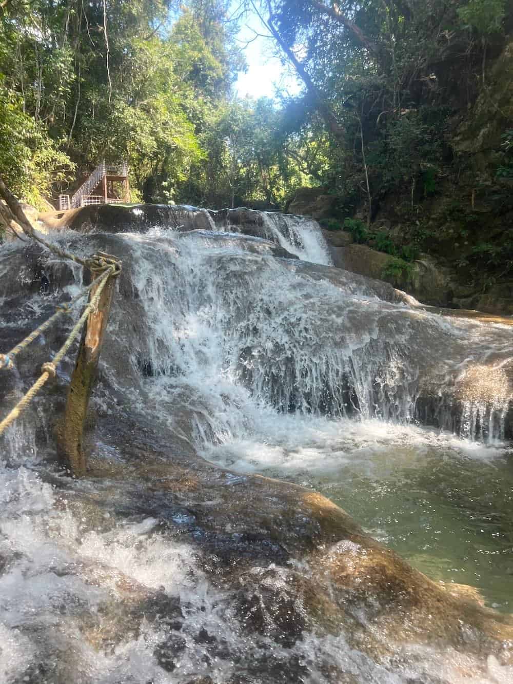 Footholds in waterfalls at Cascadas Magicas.