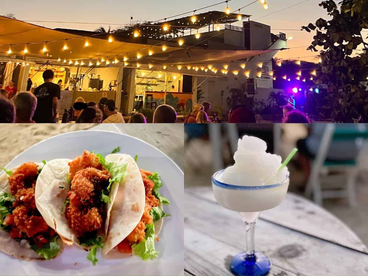 Collage of Sand Bar Huatulco Happy Hour. 