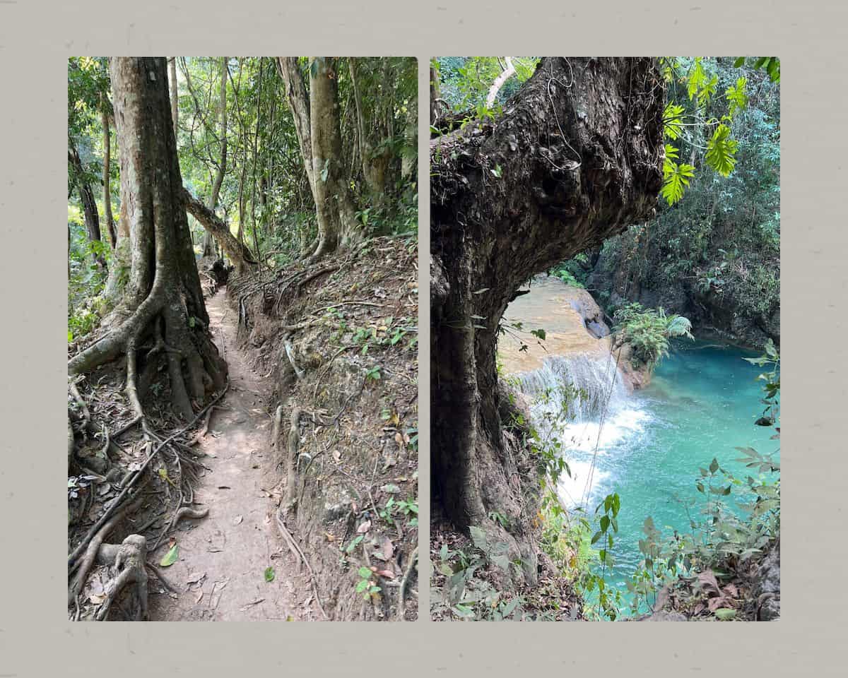 Collage of the hiking path at Las Cascadas Magicas.
