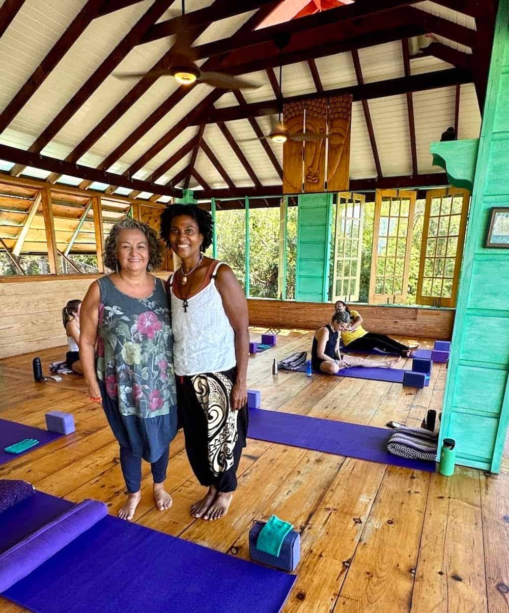 Sankalpa Yoga Studio-Resort owner Magdalena Fielden and yoga instructor Marcia Cameron. 