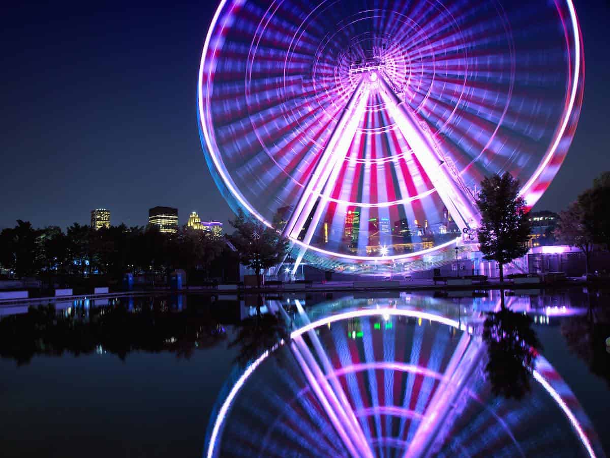 La Grande Roue de Montreal at night. 