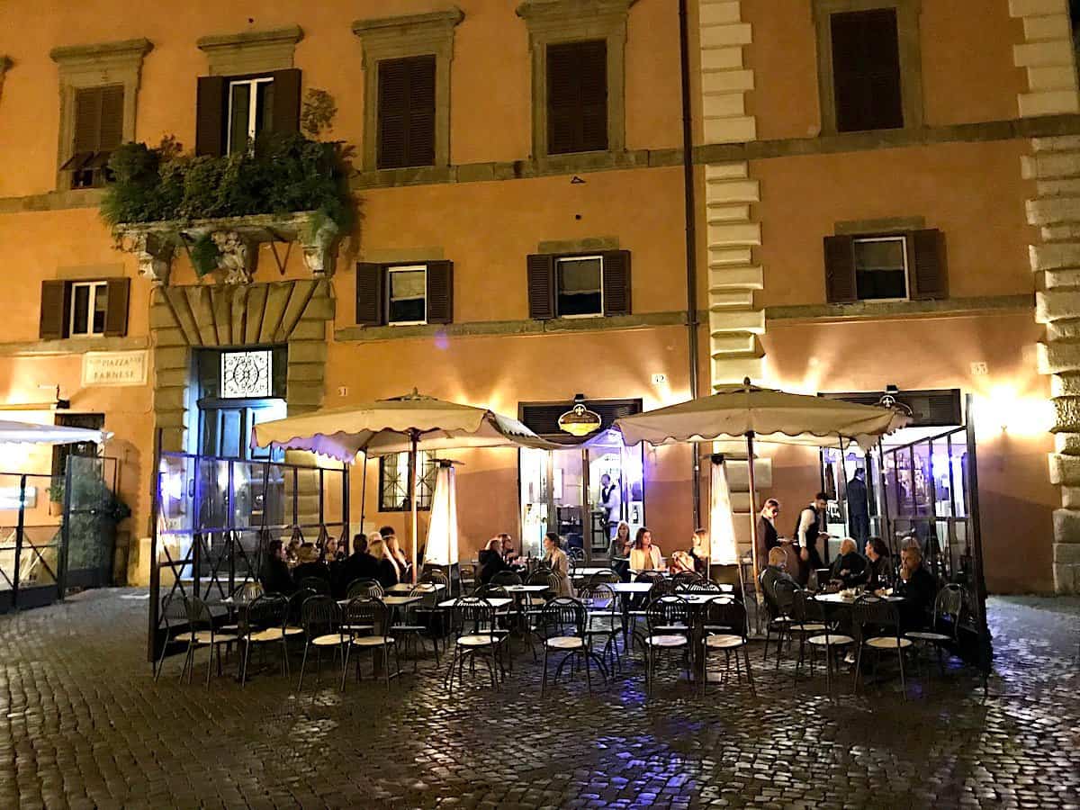 Restaurant at night in Rome. 
