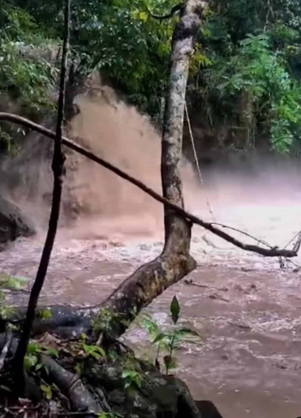 Las Cascadas de Copalitilla looking dirty during the rainy season.